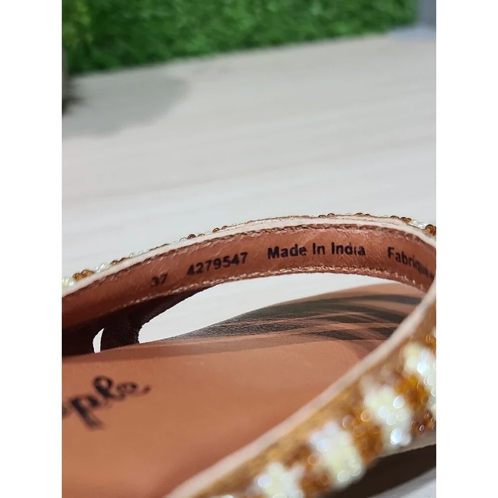 Free People Beatrice Beaded Sandals - Bronze/Natural EU 37 New